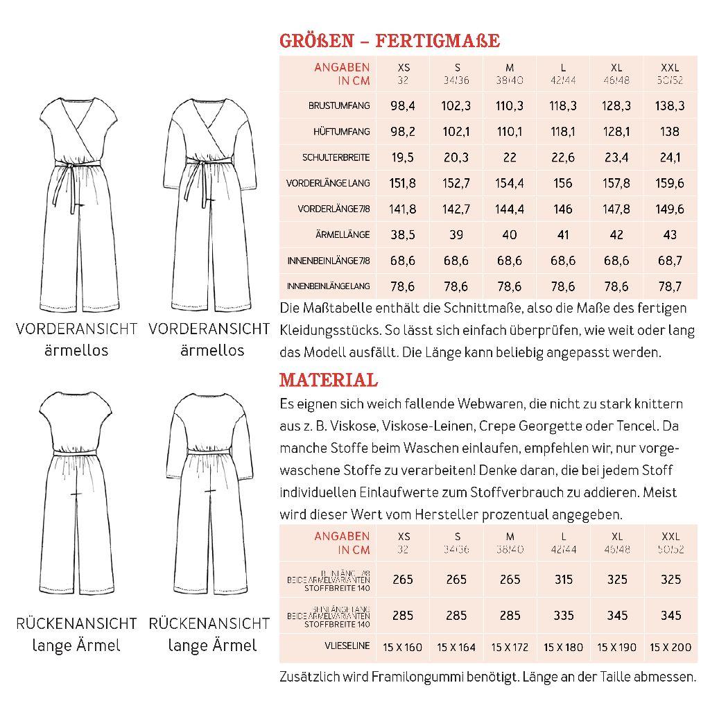 Papierschnittmuster Jumpsuit Wickeloptik Frau Zita XS-XXL